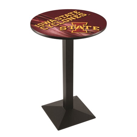 Holland Bar Stool Co 42" Blk Wrinkle Iowa State Pub Table, 28" dia. Top L217B4228IowaSt-D2